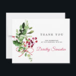 Rustic Winter Greenery 90th Birthday Bedankkaart<br><div class="desc">Een kruising van wintergroen en rode bessen versiert de linkerkant van deze 90e verjaardag,  dank u wel. De rug heeft een tweede greenery regeling en een pre=print dank u bericht.</div>