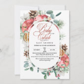 Rustic Winter Greenery Cold Outside Baby Shower  Kaart (Voorkant)