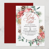 Rustic Winter Greenery Cold Outside Baby Shower  Kaart (Voorkant / Achterkant)