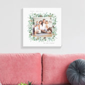 Rustic Winter Greenery Holiday Familie Foto Wreath Canvas Afdruk (Insitu (Woonkamer))