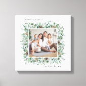 Rustic Winter Greenery Holiday Familie Foto Wreath Canvas Afdruk (Voorkant)