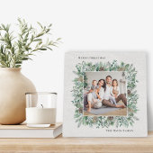 Rustic Winter Greenery Holiday Foto Wreath Fotoplaat