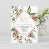 Rustic Winter greenery kerstvrijgezellenfeest Kaart (Staand voorkant)