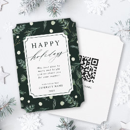 Rustic Winter Greenery QR Code Corporate Feestdagenkaart
