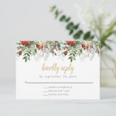 Rustic Winter Greenery RSVP Card Holiday Weddensch (Staand voorkant)