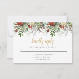 Rustic Winter Greenery RSVP Card Holiday Weddensch