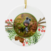 Rustic Winter Greenery Waterverf Keramisch Ornament (Voorkant)