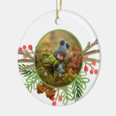 Rustic Winter Greenery Waterverf Keramisch Ornament (Links)