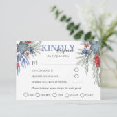 Rustic Winter Greenery Waterverf Wedding RSVP (Staand voorkant)