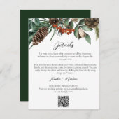 Rustic Winter Greenery Wedding Details QR Website Informatiekaartje (Voorkant / Achterkant)