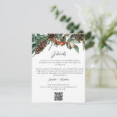 Rustic Winter Greenery Wedding Details QR Website Informatiekaartje (Staand voorkant)