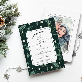 Rustic Winter Greenery Wedding Foto Save The Date