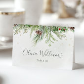 Rustic Winter Greenery Wedding Place Card Kaart