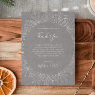 Rustic Winter Grijs Ontvangkaart met dank Briefkaart