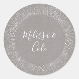 Rustic Winter | Grijze bruiloft Envelope Ronde Sticker