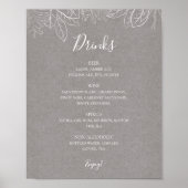 Rustic Winter | Het grijze teken van het menu Drin Poster (Voorkant)