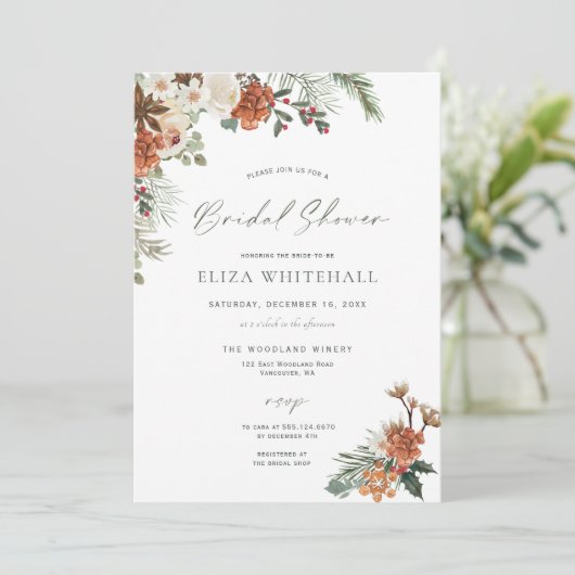 Rustic Winter Holiday Greenery Pine Vrijgezellenfe Kaart (Staand voorkant)