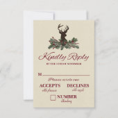 Rustic Winter Holiday Pine Wedding RSVP-kaart RSVP Kaartje (Voorkant)