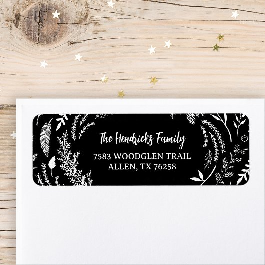 Rustic Winter Holiday Return Address Etiket