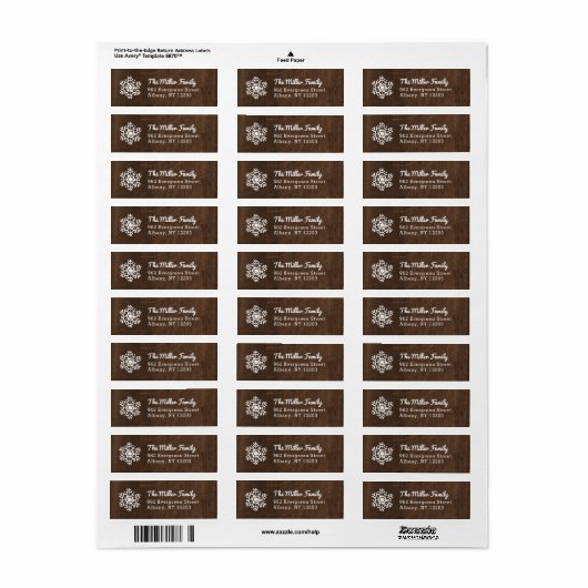 Rustic Winter Holiday Return Address Labels (Full Sheet)