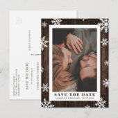 Rustic Winter Holiday Wedding Save the Date Photo Aankondigingskaart (Voorkant / Achterkant)