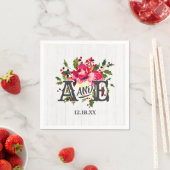 Rustic Winter Holly White Wood Wedding Monogram Servetten (Insitu)