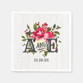 Rustic Winter Holly White Wood Wedding Monogram Servetten (Voorkant)