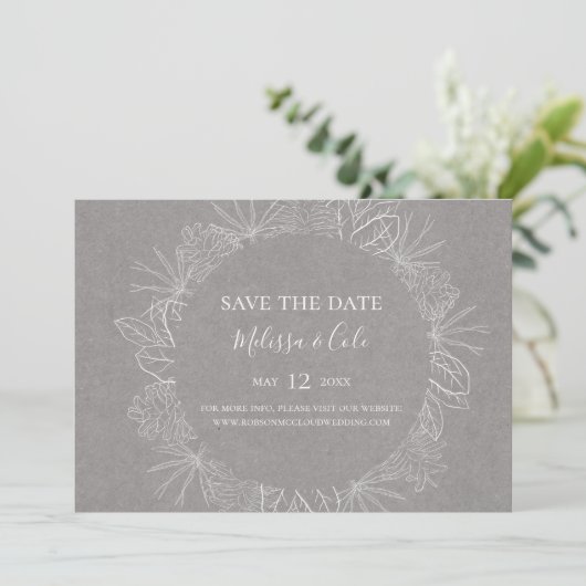 Rustic Winter | Horizontaal grijs sparen de Datum Save The Date (Staand voorkant)
