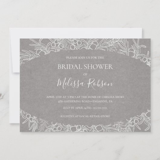 Rustic Winter | Horizontaal grijs Vrijgezellenfees Kaart (Voorkant)