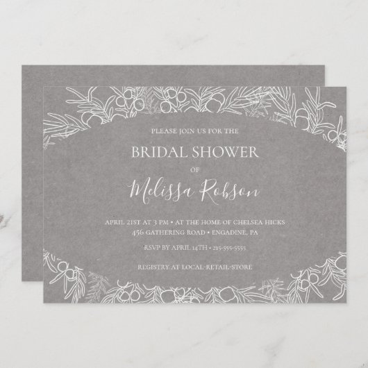 Rustic Winter | Horizontaal grijs Vrijgezellenfees Kaart (Voorkant / Achterkant)