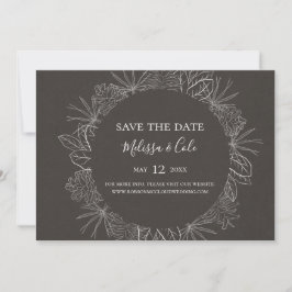 Rustic Winter | Horizontaal houtskool sparen de Da Save The Date