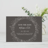 Rustic Winter | Horizontaal houtskool sparen de Da Save The Date (Staand voorkant)
