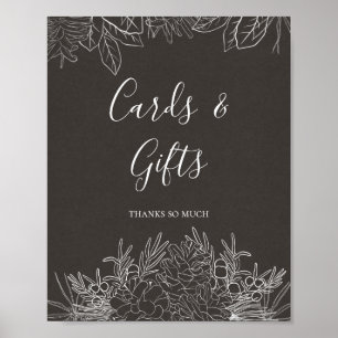 Rustic Winter   Houtskool Kaarten en Cadeaus Bord Poster