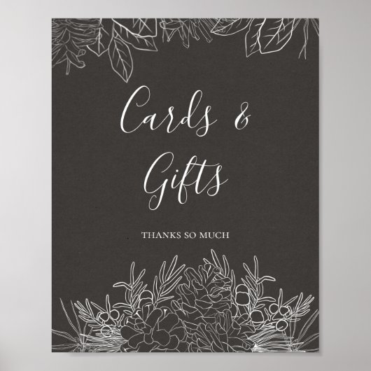 Rustic Winter | Houtskool Kaarten en Cadeaus Bord Poster (Voorkant)