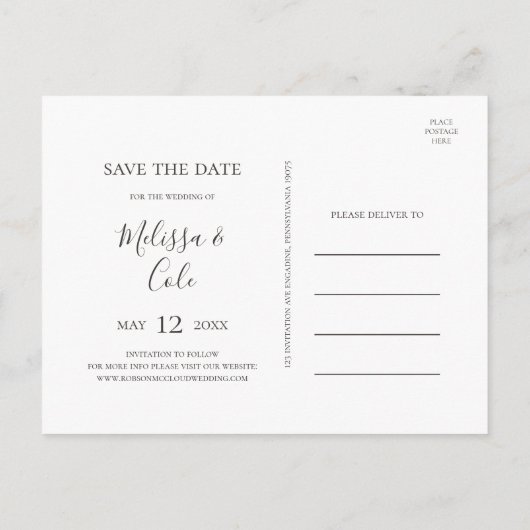 Rustic Winter | Houtskool Save The Date-ansichtkaa Uitnodiging Briefkaart (Achterkant)