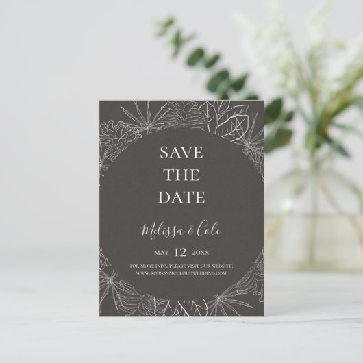Rustic Winter | Houtskool Save The Date-ansichtkaa Uitnodiging Briefkaart (Staand voorkant)