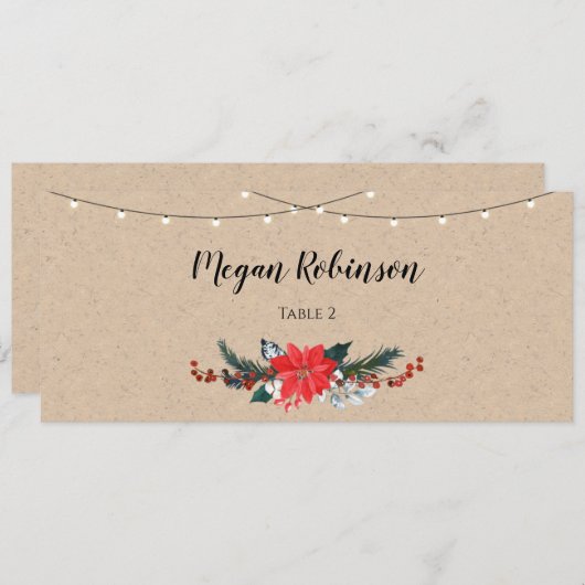 Rustic Winter Kerstbruiloft Kaart (Voorkant / Achterkant)