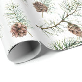 Rustic Winter Kerstmis Pinecone Branches Gift Cadeaupapier (Rol Hoek)