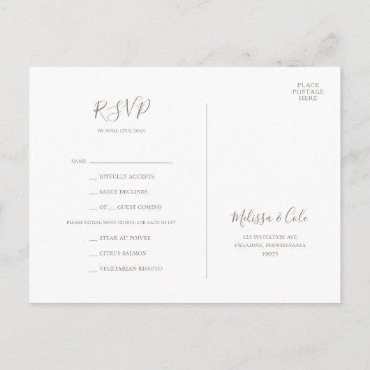 Rustic Winter | Keuze uit het Kraft-menu RSVP-kaar Briefkaart (Achterkant)
