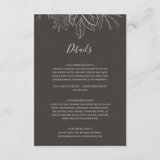 Rustic Winter | Koolstof — Enclosure Card Informatiekaartje (Voorkant)