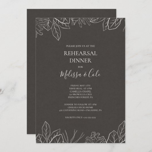 Rustic Winter | Koolstofrepetitie - diner Kaart (Voorkant / Achterkant)