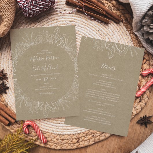 Rustic Winter | Kraft all in one Wedding Kaart