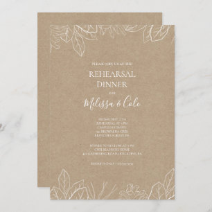 Rustic Winter Kraft Rehearsal Dinner Invitation Kaart