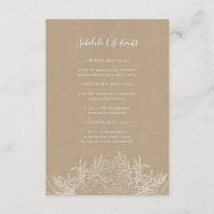 Rustic Winter   Kraft Schedule of Events Card Informatiekaartje