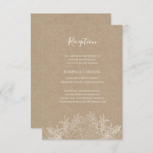 Rustic Winter   Kraft Wedding Reception Card Informatiekaartje
