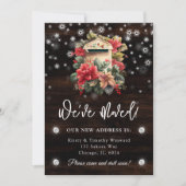 Rustic Winter Mailbox We hebben New Home verplaats Aankondiging (Voorkant)