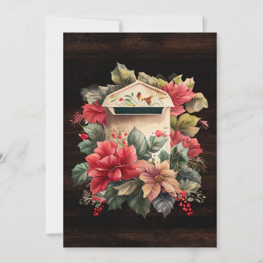 Rustic Winter Mailbox We hebben New Home verplaats Aankondiging (Achterkant)