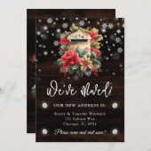 Rustic Winter Mailbox We hebben New Home verplaats Aankondiging (Voorkant / Achterkant)