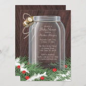 Rustic Winter Mason Jar Baby Shower-uitnodigingen Kaart (Voorkant / Achterkant)