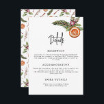 Rustic Winter Minimalist Wedding Details Informatiekaartje<br><div class="desc">Robuuste winterdagbouwkaart met de waterverf van winterplantaardig materiaal,  zoals mistletoe,  pijnboomtak,  bessen,  sinaasappel,  enz. Pas deze kaart aan door informatie toe te voegen over uw bruiloft,  inclusief ontvangst,  huisvesting en website.</div>
